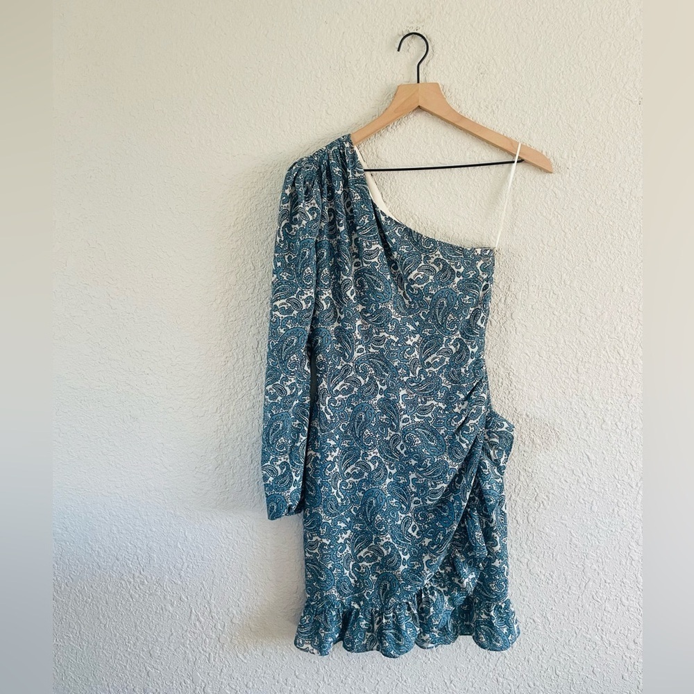 WAYF Michelins Paisley One Shoulder Mini Dress